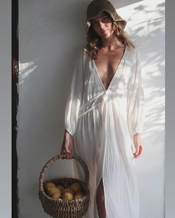 Vestido Bohemio Paloma, hecho de algodón gauza 100%