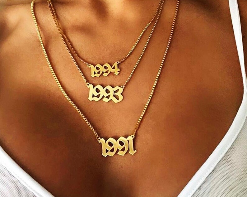 Anniversary Necklace-Birthday Necklace Birth Year date Chain Necklace Customized Year Number Necklace Birth year necklace Gift Necklace