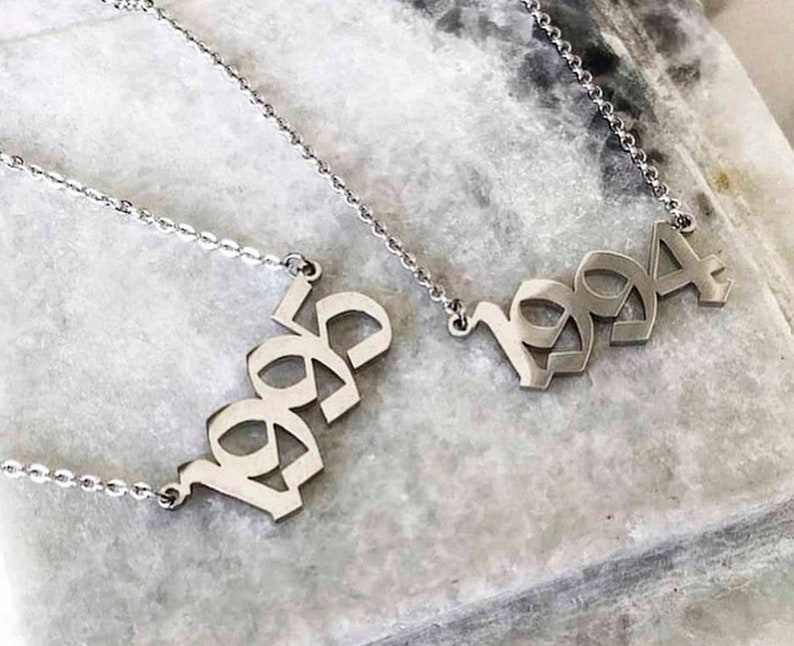 Anniversary Necklace-Birthday Necklace Birth Year date Chain Necklace Customized Year Number Necklace Birth year necklace Gift Necklace