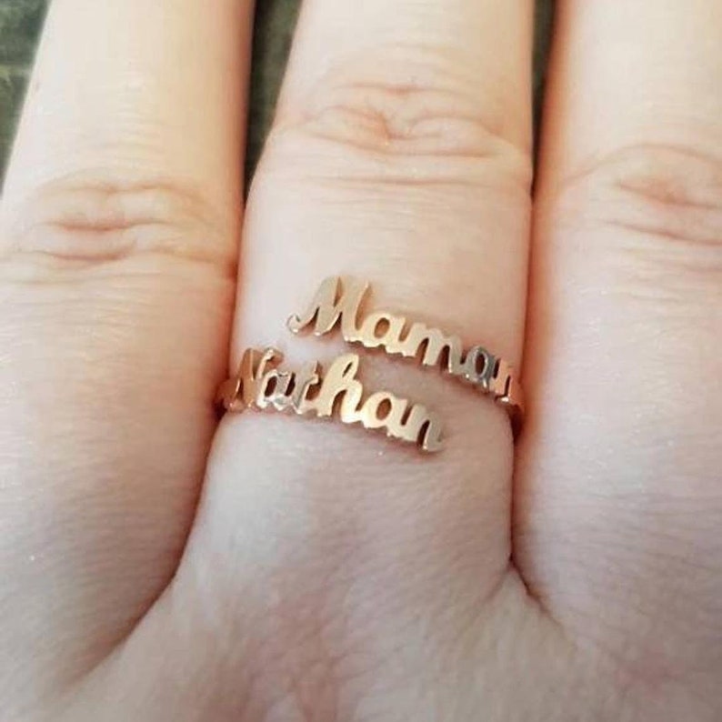 Rose Golden 26 Letter Ring Name Initial Ring Wedding Ring - Temu