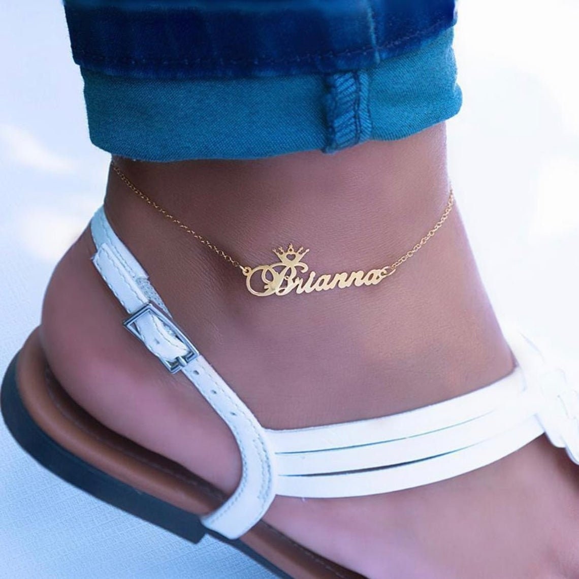 Name Anklet Custom Foot Anklet Custom Name Anklets Etsy