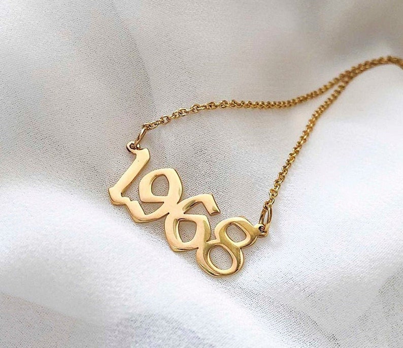 Anniversary Necklace-Birthday Necklace Birth Year date Chain Necklace Customized Year Number Necklace Birth year necklace Gift Necklace