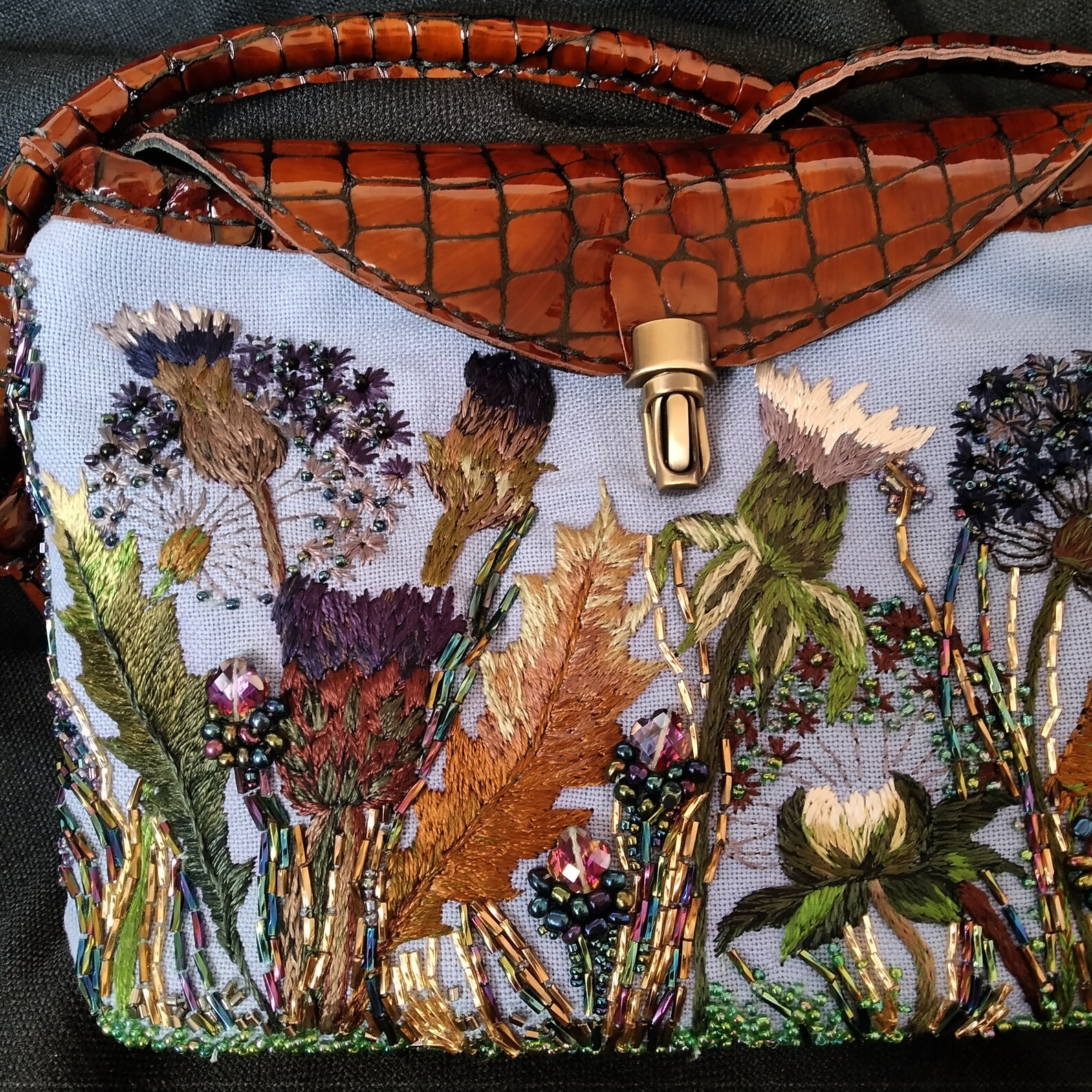 Real leather bag with embroidery leather bag Embroideried Etsy