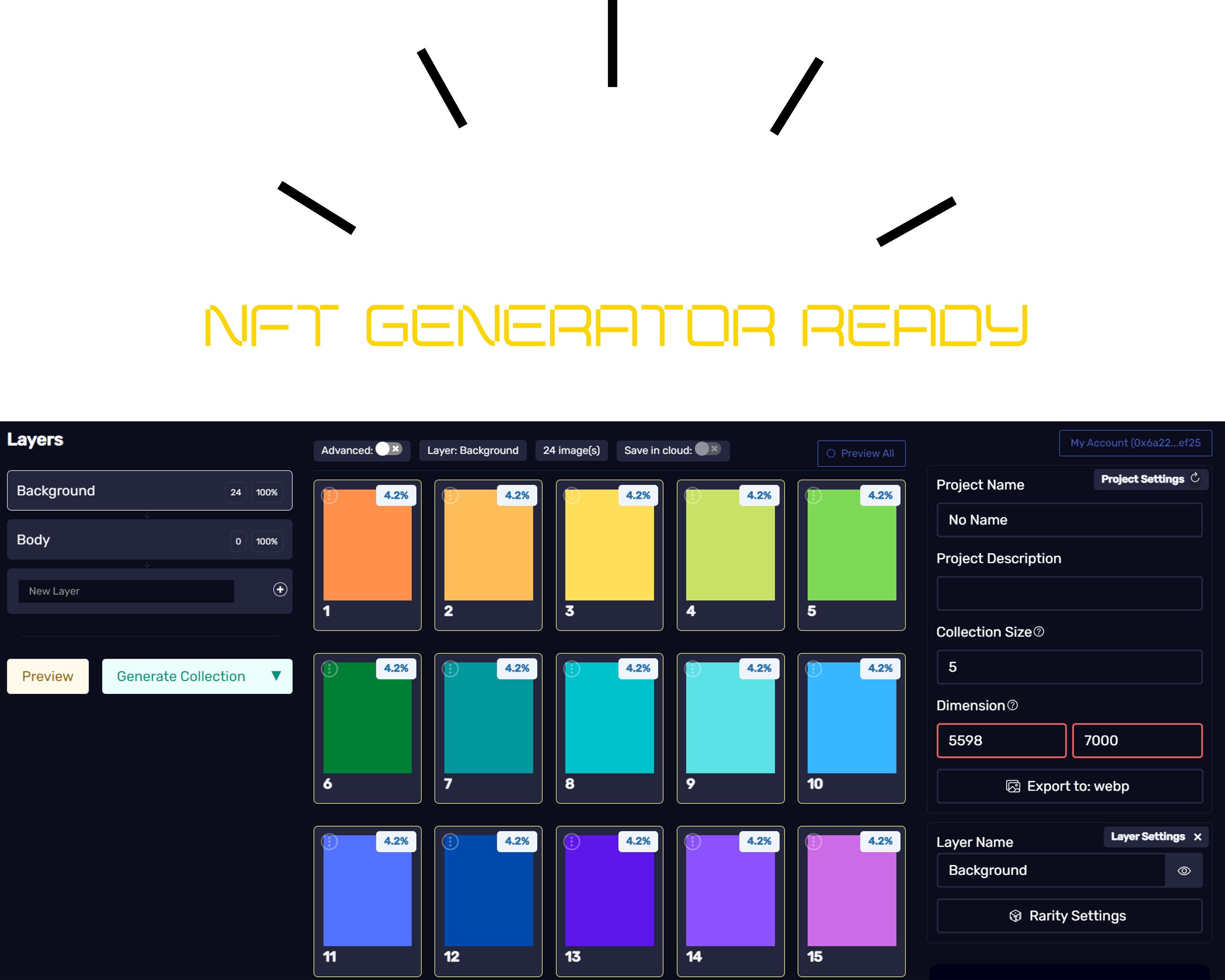 NFT Background Template Colors 24 Pieces NFT Generator Etsy