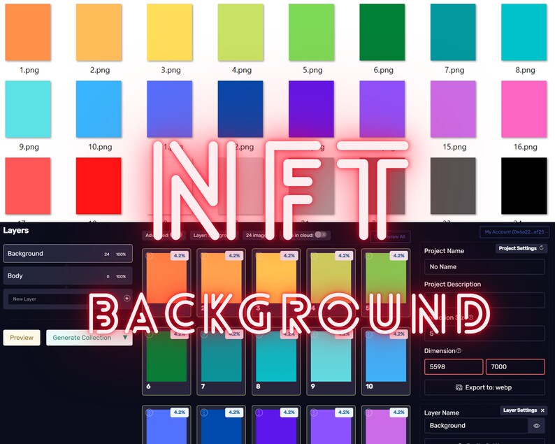 NFT Background Template Colors 24 Pieces NFT Generator Etsy