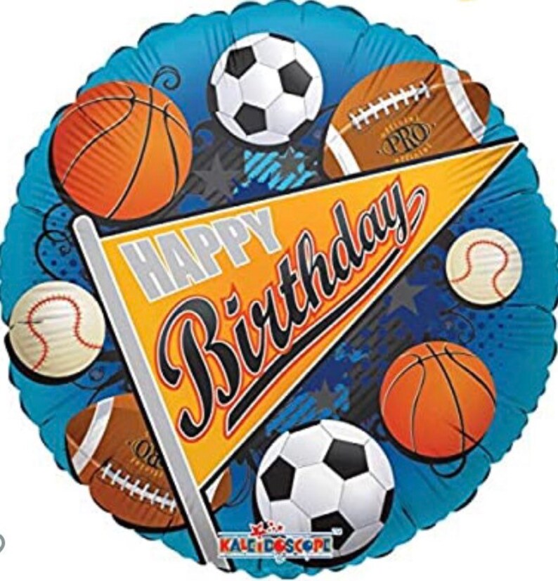 18 Happy Birthday Sports Mylar Foil Balloons 4 Party Supply Etsy