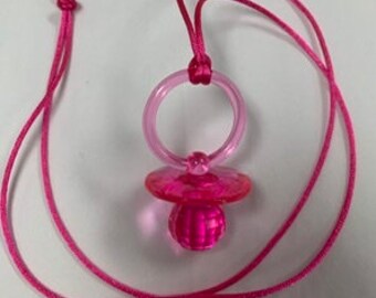 12 pcs. Dark pink pacifiers with string craft party supply