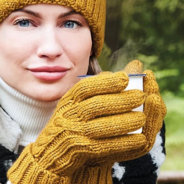 Cable Knit Unisex Melange Gloves