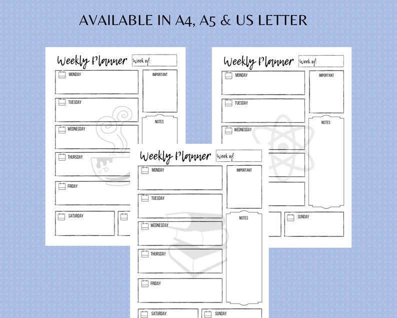 Printable Academic Planner PhD Weekly Planner Writing Etsy