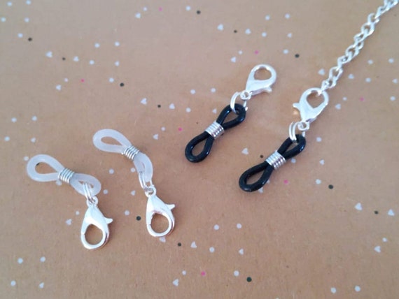 Eyeglass Chain Ends: Silicone Connector with Lobster Clasp - Adjustable Anti-Slip (2pcs)