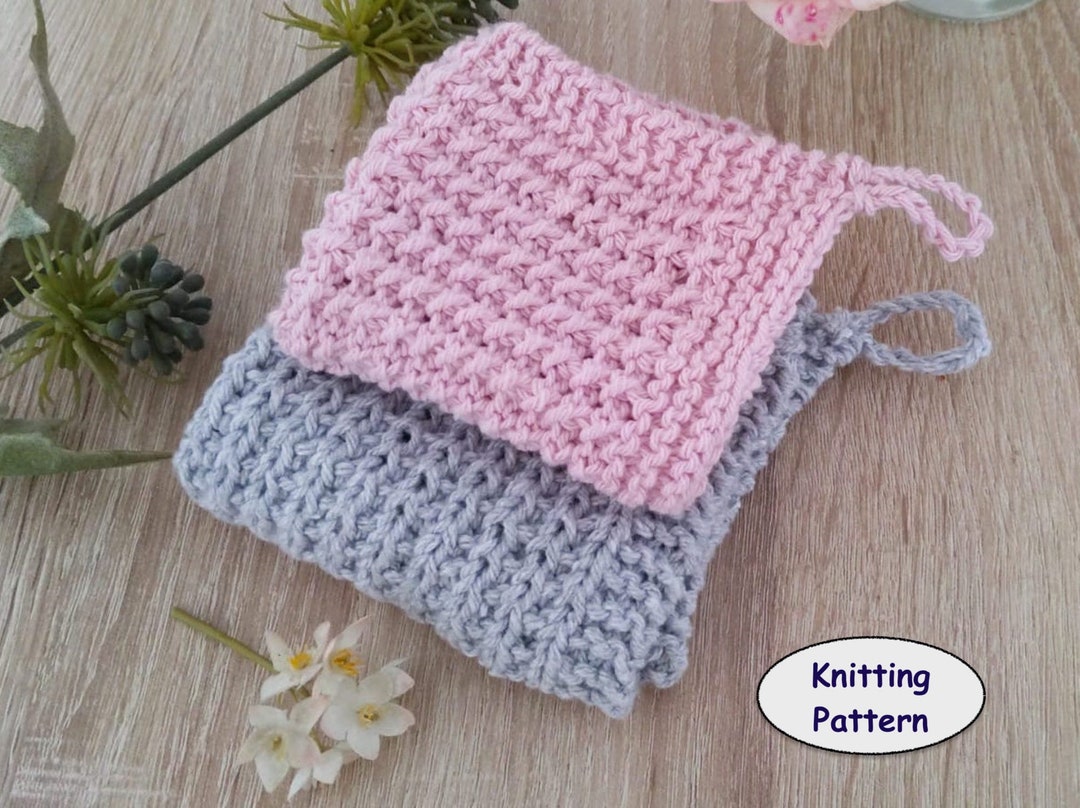 NUBB 2sided Washcloth Knitting Pattern. Rough Side, Smooth Side Facecloth. With Hanging Loop