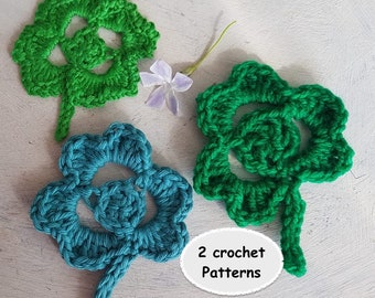 Crochet Shamrock Pattern: 3 & 4 Leaf Clover Applique (PDF Pattern)