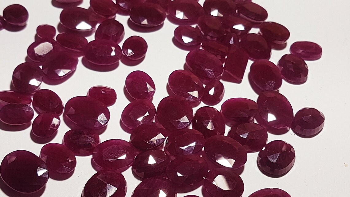 Ruby Cut Gemstone Top Quality Ruby Faceted Gemstone Natural Etsy