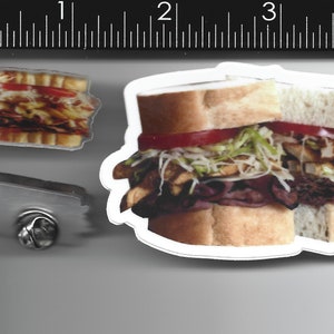 Primanti Bros. - Pittsburgh - TWO Vinyl Stickers - TWO Acrylic Pins - Free USA Shipping