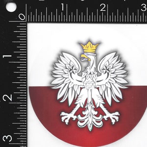 Polish Flag Eagle Emblem - Round Vinyl Sticker - Free Shipping Falcon