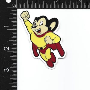 Mighty Mouse cartoon - Vinyl Sticker - yellow - Free Shipping in USA