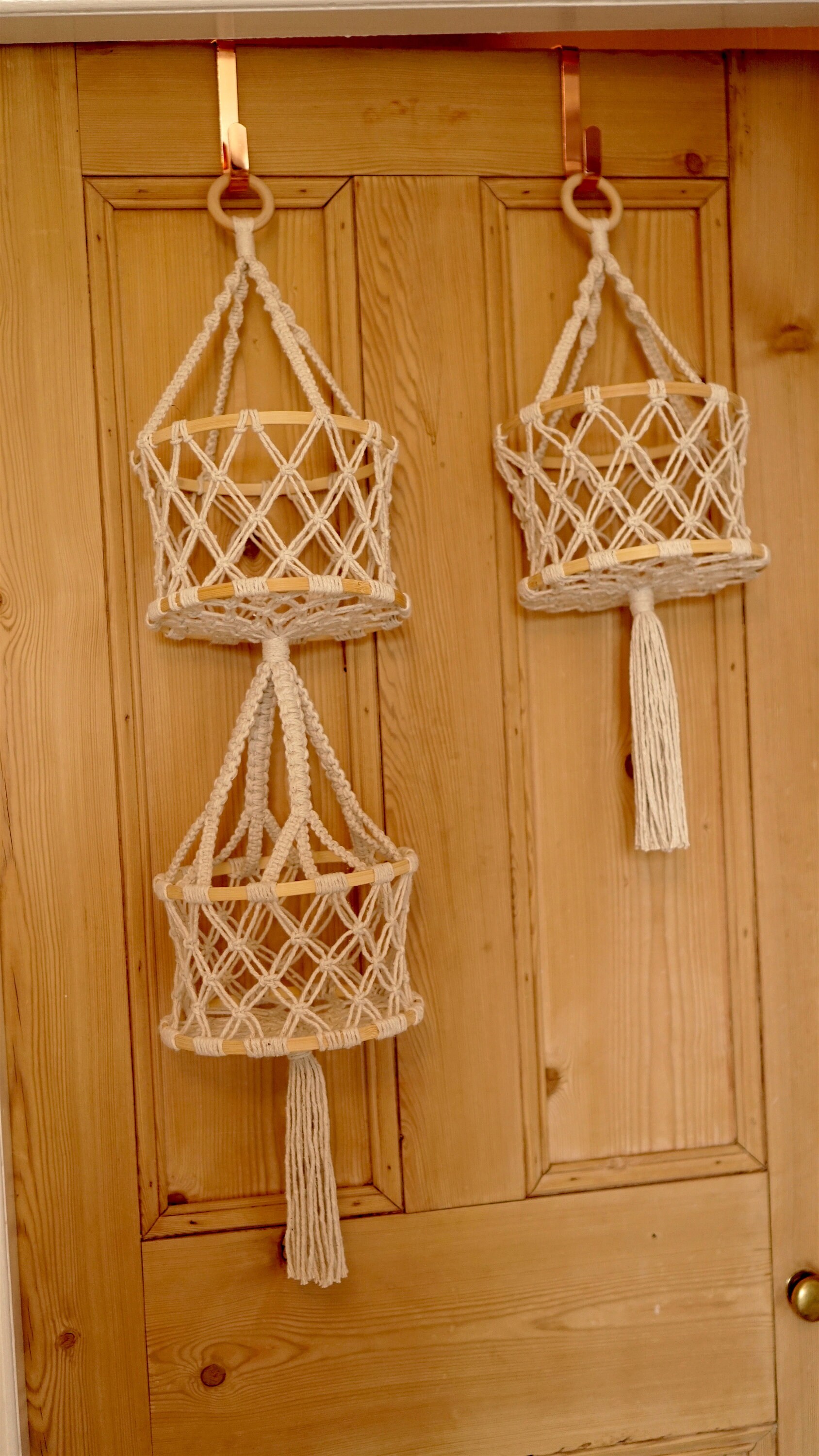 macrame hanging toy basket