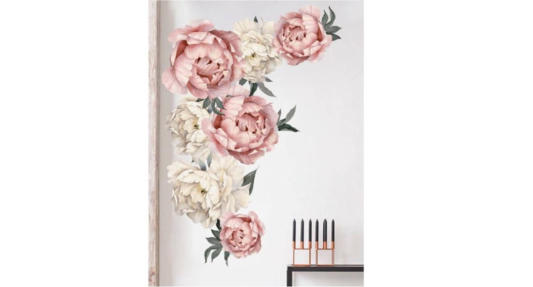 Floral Pattern Wall Sticker | Peonies Wall Decal | Large Flower Wall ...