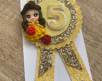 Custom birthday badge any theme colour age celebration glitter bow