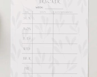 Weekly Goals Tracker Printable | Digital Download | Undated Goal Planner PDF