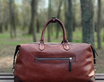 Reisetasche aus echtem Leder, Herren-Sporttasche fürs Wochenende... Zwei Taschen zum Preis von einer