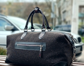 Leather Travel Duffle Bag, Mens Weekender, Gym Holdall,canvas bag