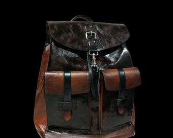 Handmade Leather Backpack, Laptop Travel Bag, Men's Bookbag