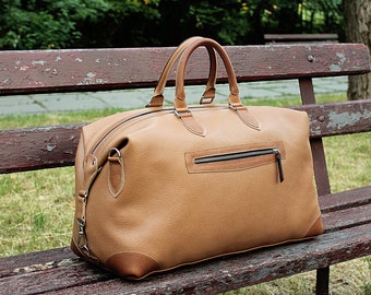 Bolsa de viaje de cuero, bolsa de fin de semana para hombre, bolsa de gimnasio
