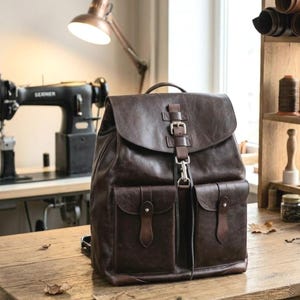 Handmade Leather Backpack, Laptop Travel Rucksack, Cabin Bag