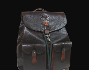 Handmade Leather Backpack, Laptop Travel Rucksack, Cabin Bag