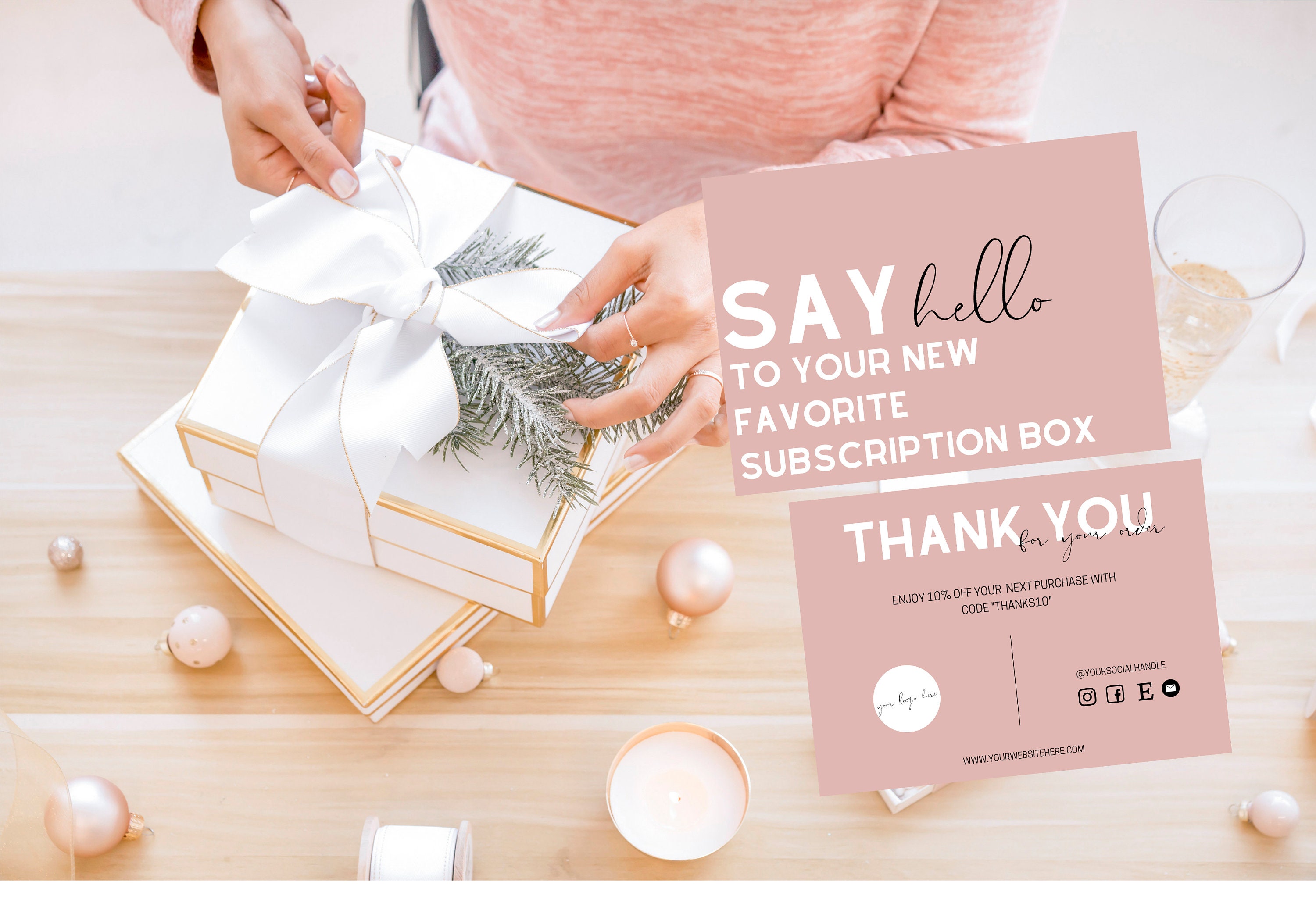 Subscription Box Business Thank You Card Editable Subscription Box Insert  Editable Thank You Card Template Monthly Subscription Box 