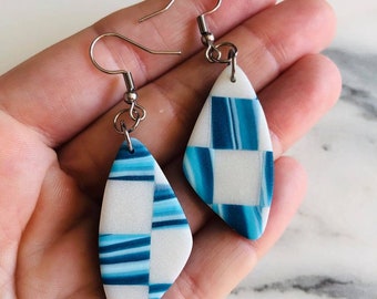 Statement Pebble Earrings - The Maya Earrinigs - Blue Earrings - Polymer Clay Earrings - Handmade in the UK