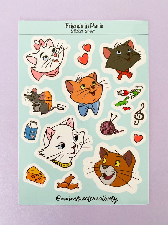 Aristocats Sticker Sheet Cat Sticker Sheet Cute Sticker - Etsy