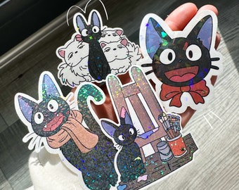 Ghibli, pegatina troquelada, pegatinas de diario, pegatinas lindas, Jiji, gato, pegatina de vinilo