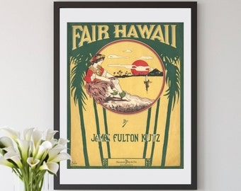 Fair Hawaii - Sheet Music Art Print