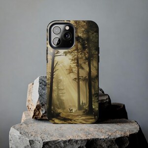 Custodia per telefono Enchanted Forest, design natura mistica, foresta e alberi, protezione per iPhone e Samsung