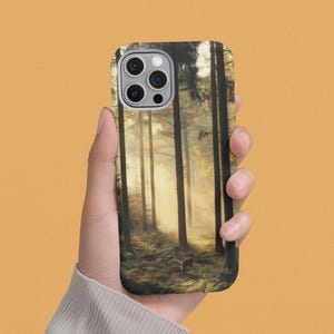 Custodia per telefono Forest – Paesaggio sereno con pini, regalo ispirato alla natura per amanti della vita all'aria aperta
