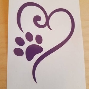 Dog Paw Print decal, cat paw print decal, Heart decal, animal decal, pet decal, dog heart, cat heart, Vinyl decal, decal for car, sticker
