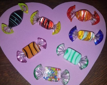 Vintage Glass Blown Wrapped Candies Decoration in Multi Colors (2 per order)