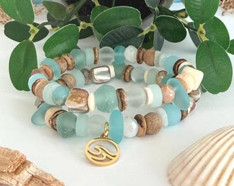 Set of 2 Coastal Style Beach Bracelets, Summer Jewelry, Beachy Boho Bracelets, Nautical Style, Beach Vacation Gifts, Beachy Gift For Mom