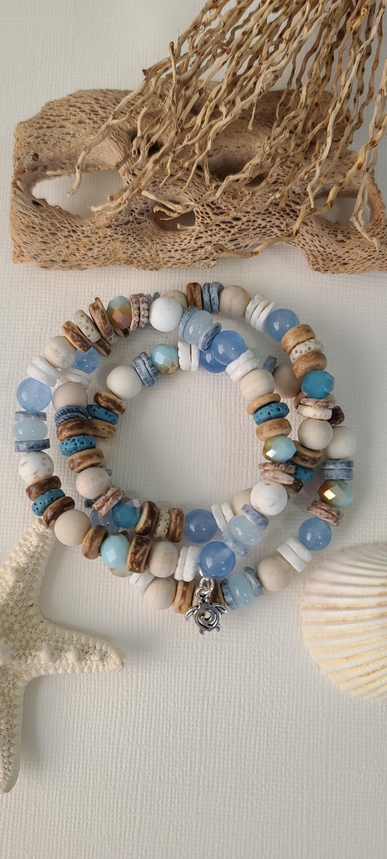 Set of 3 Beach Bracelets, Seashell Bracelets, Coastal Jewelry, Girls Trip Gifts, Nautical Style