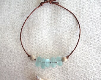 Beachy Boho Anklets, Ocean Inspired Jewelry, Summer Beach Anklets, Coastal Style Gifts, Cultured Sea Glass Anklets, Beachy Birthday Gift