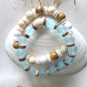 Sea Glass & Seashell Bracelets: Boho Coastal Jewelry Set