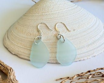 Beachy Seafoam Earrings, Cultured Sea Glass Earrings, Boho Coastal Jewelry, Beachy Bride Jewelry, Coastal Gift For Mom, Beach Lover Gifts