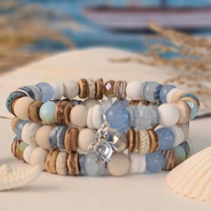 7pcs Summer Beach Bracelets For Women, Stackable Shell Seashell Starfish Beaded Surfer Bracelets Set Boho Seaside Holiday Vacation Party Friendship