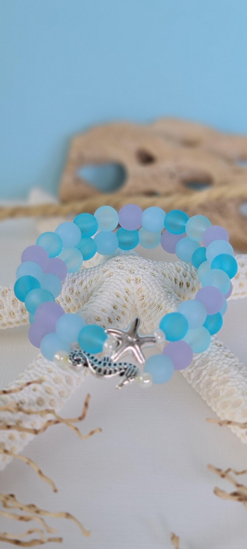 Set of 2 Beachy Charms Bracelets, Coastal Style Jewelry, Gifts for Her, Ocean Theme, Mother