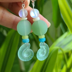 Sea Foam Sea Glass Earrings: Coastal Beach Jewelry