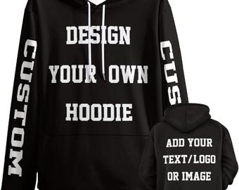 Sudadera con capucha con logotipo personalizado: diseña tu propia marca, impresión frontal y trasera.