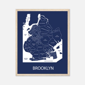 Brooklyn-kaartafdruk, Brooklyn-kaart kleurenkunst, gepersonaliseerde cadeaus voor mannen, aangepast cadeau voor vrouwen, verjaardagscadeau voor vrouw of echtgenoot