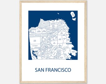 San Francisco Map Poster, Art Print Wall Decor, San Francisco Travel Poster, Personalized Poster, Custom Map Gift for Wedding, Gift for Her